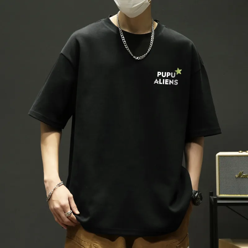 PUPU ALIENS Drop Shoulder Sleeve T-Shirt Unisex Black-2