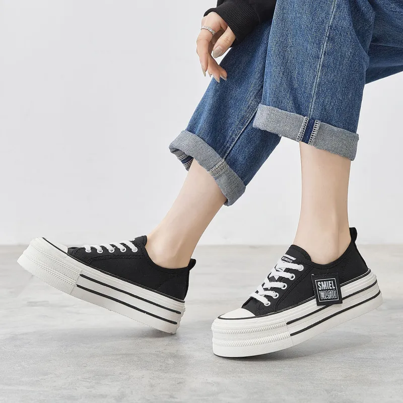 Komanic Coverage Lightweight Height Increasing Low Top Canvas Shoes Women's-7