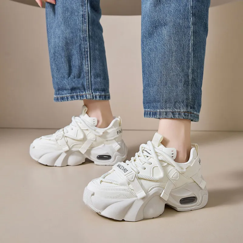 Komanic Slip Resistant, Abrasion Resistant, Breathable, Height Increasing Low Top Chunky Sneakers Women's-7