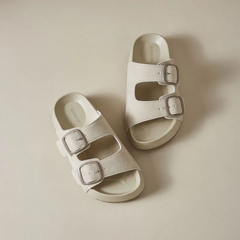 Komanic Rubber Sole Stitching Slip Resistant Abrasion Resistant Cushioning Slide Slippers Women's-2