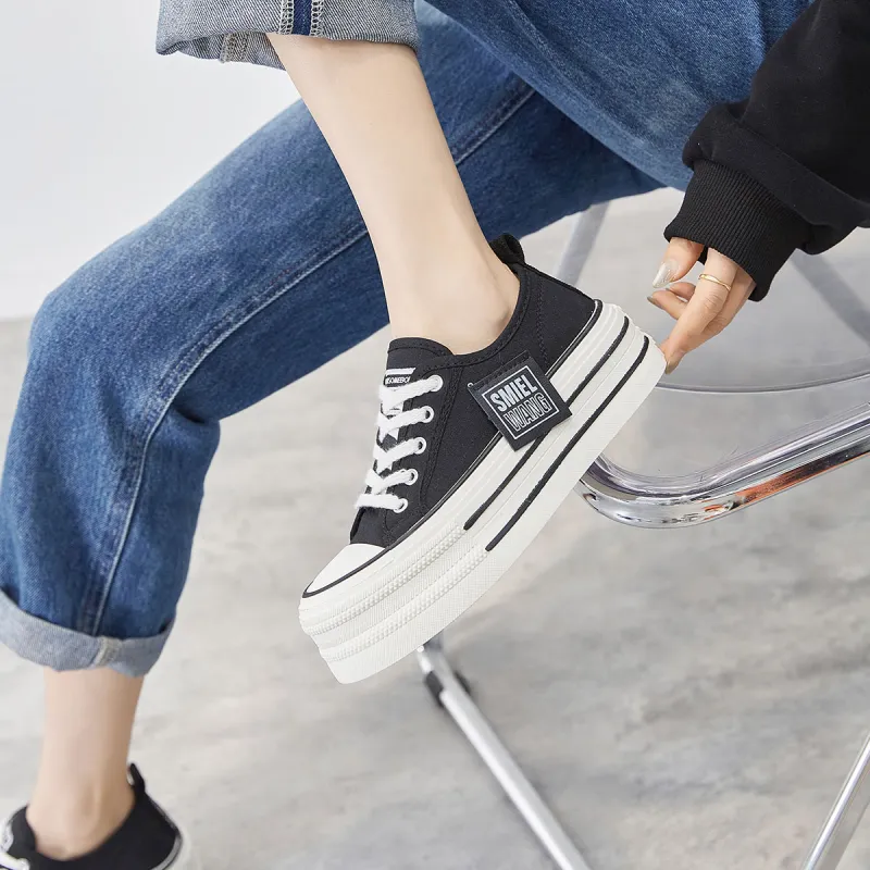Komanic Coverage Lightweight Height Increasing Low Top Canvas Shoes Women's-5