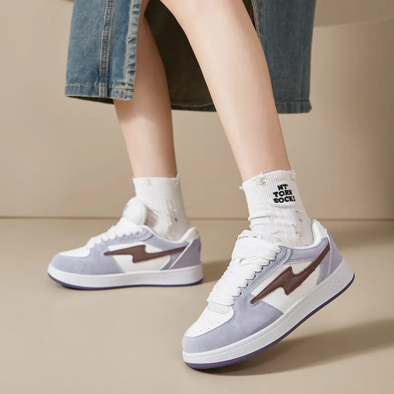 Komanic Niche Vintage Feel Low Top Lightning Skateboard Shoes Women's-3