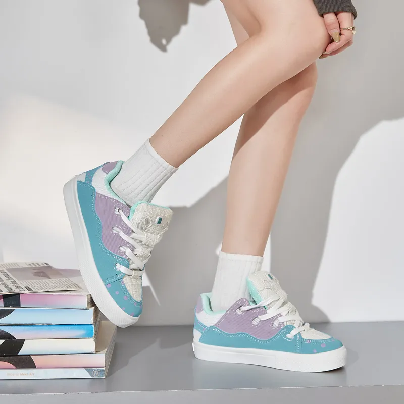 Komanic Niche Versatile Puffy Shoes Non slip Lightweight Low Top Casual Skateboard Shoes Women's-35