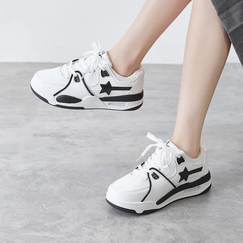 Komanic White Sneakers Wear resistant And Lightweight Low Top Skateboard Shoes Women's-17
