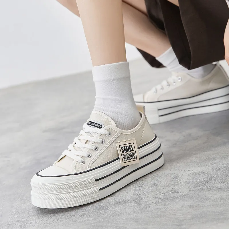 Komanic Coverage Lightweight Height Increasing Low Top Canvas Shoes Women's-12