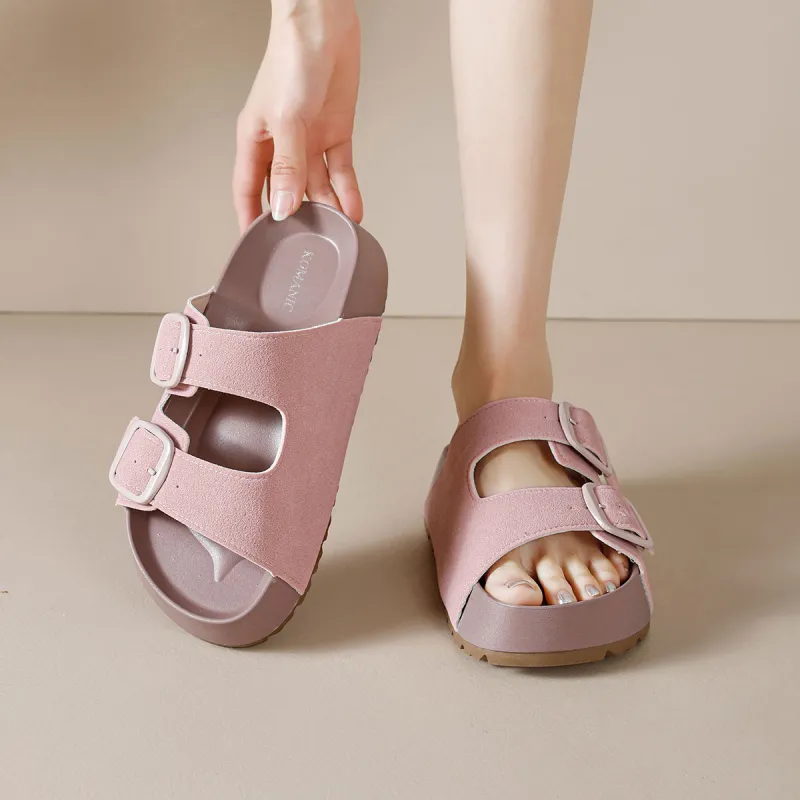 Komanic Rubber Sole Stitching Slip Resistant Abrasion Resistant Cushioning Slide Slippers Women's-15