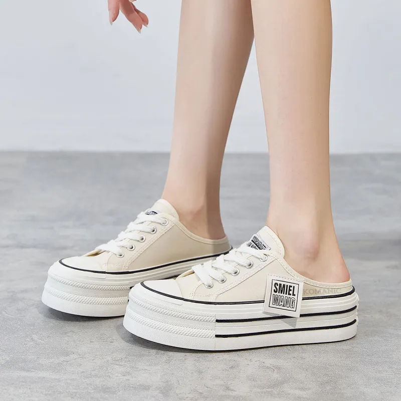 Komanic Coverage Lightweight Height Increasing Low Top Canvas Shoes Women's-27