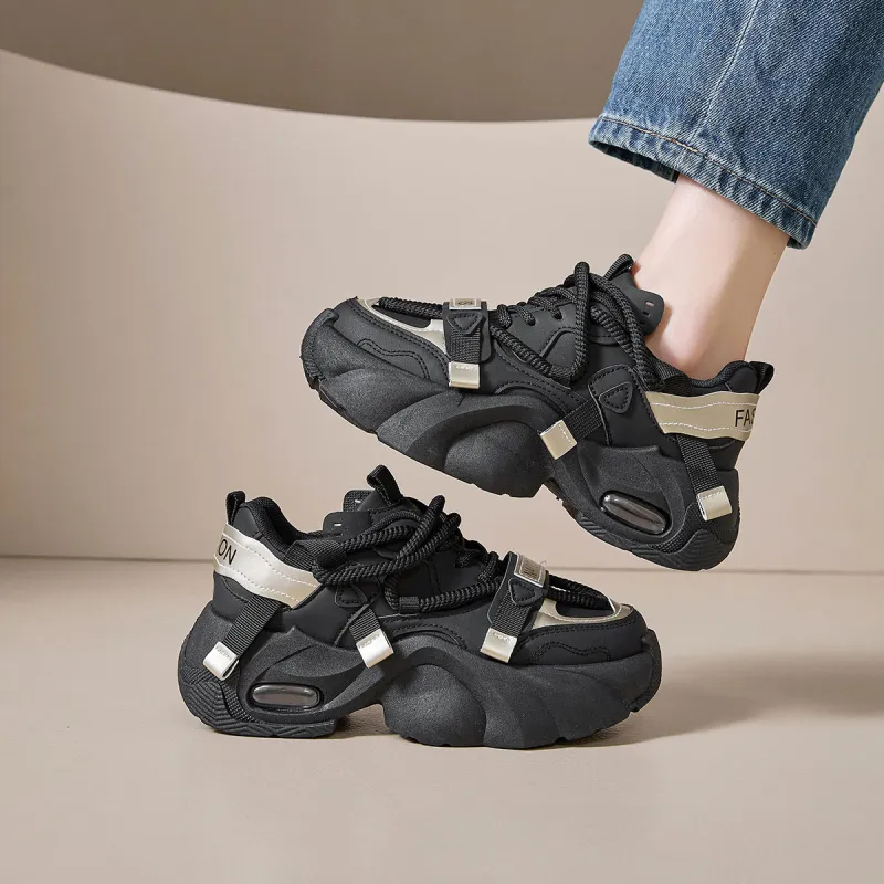 Komanic Slip Resistant, Abrasion Resistant, Breathable, Height Increasing Low Top Chunky Sneakers Women's-14