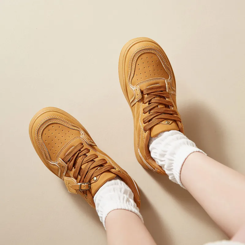 Komanic Niche Casual Vintage Low Top Puffy Shoes Women's-1