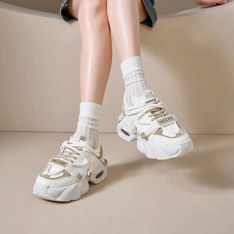 Komanic Slip Resistant, Abrasion Resistant, Breathable, Height Increasing Low Top Chunky Sneakers Women's-5