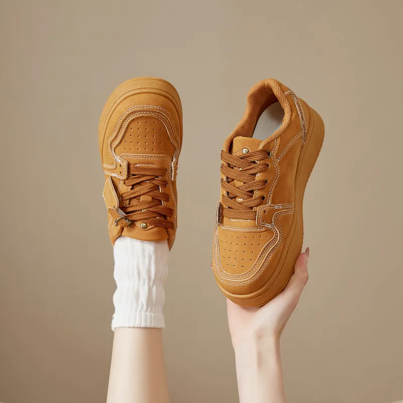 Komanic Niche Casual Vintage Low Top Puffy Shoes Women's-3