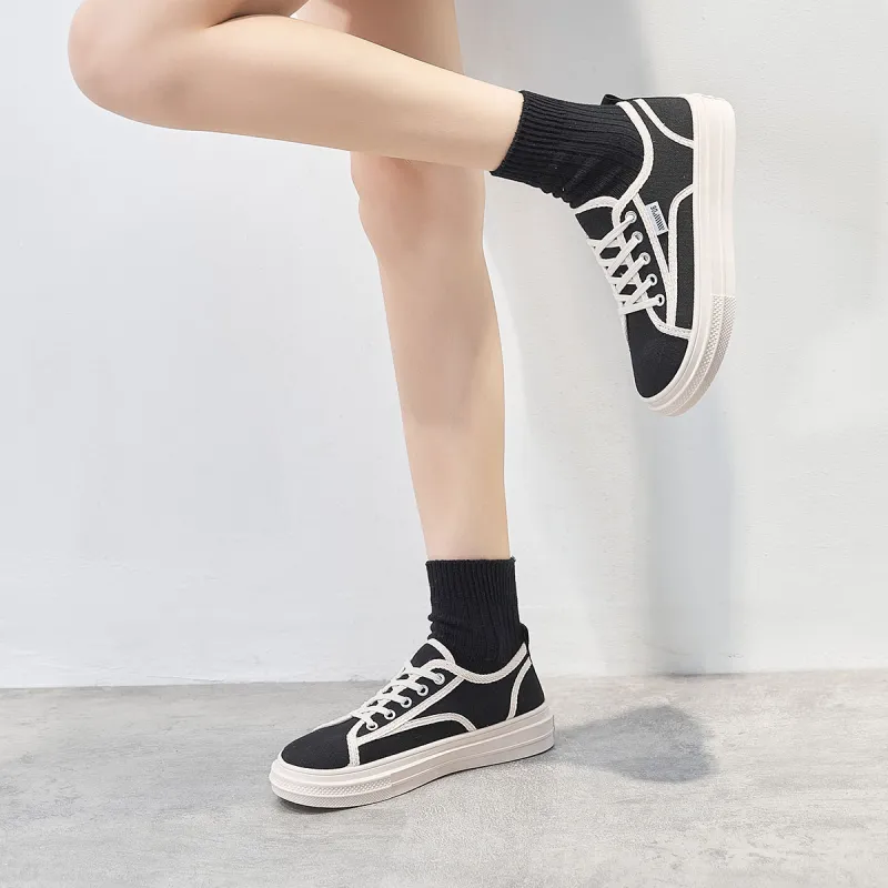 Komanic Low Top Canvas Shoes Women's Black-4