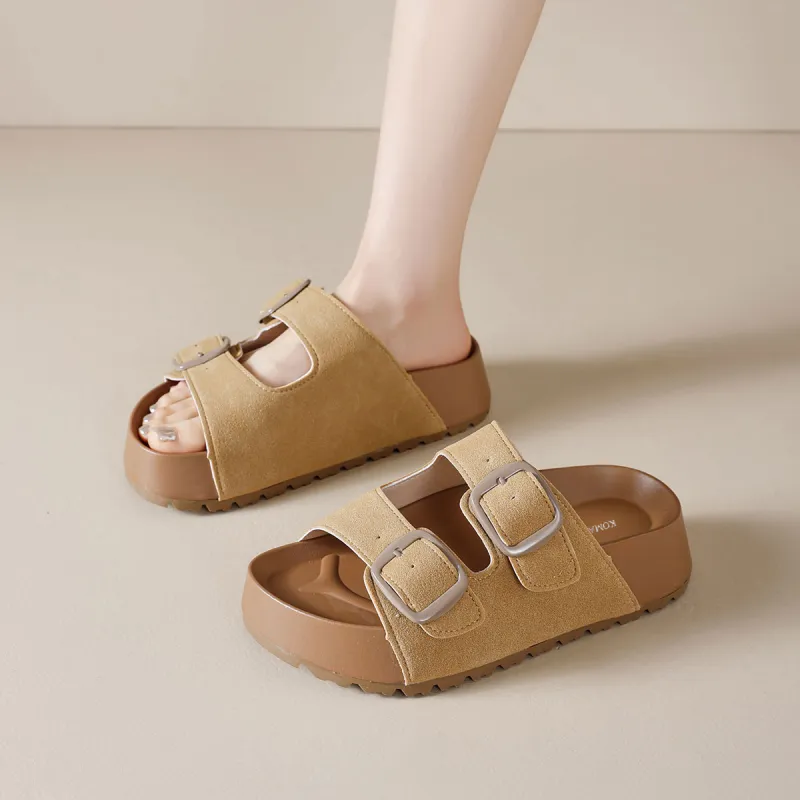 Komanic Rubber Sole Stitching Slip Resistant Abrasion Resistant Cushioning Slide Slippers Women's-9