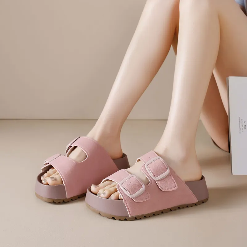 Komanic Rubber Sole Stitching Slip Resistant Abrasion Resistant Cushioning Slide Slippers Women's-17