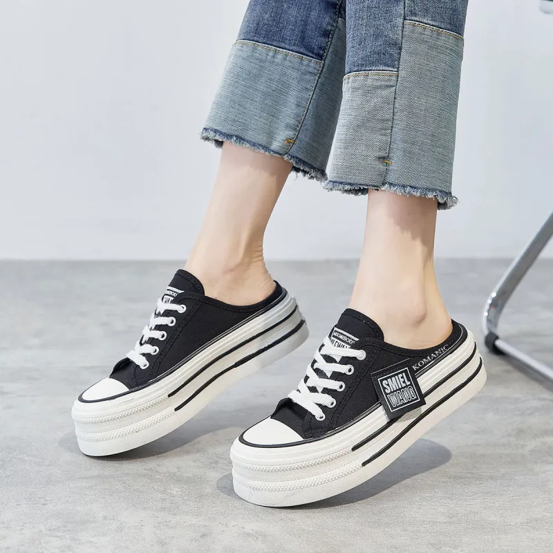 Komanic Coverage Lightweight Height Increasing Low Top Canvas Shoes Women's-21