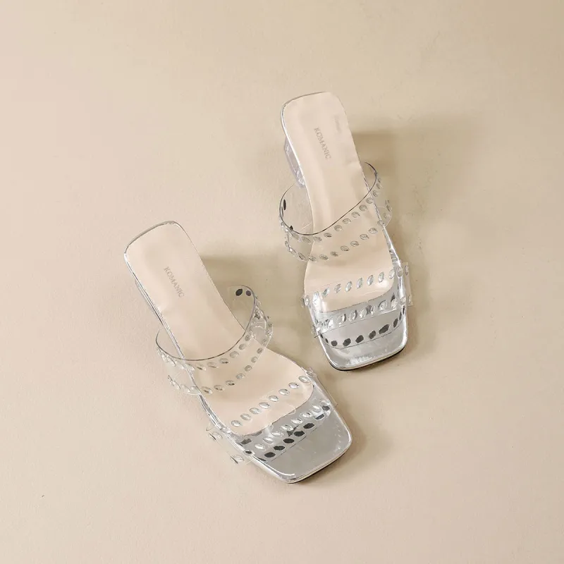Komanic Slide Slippers Women's Silver-2