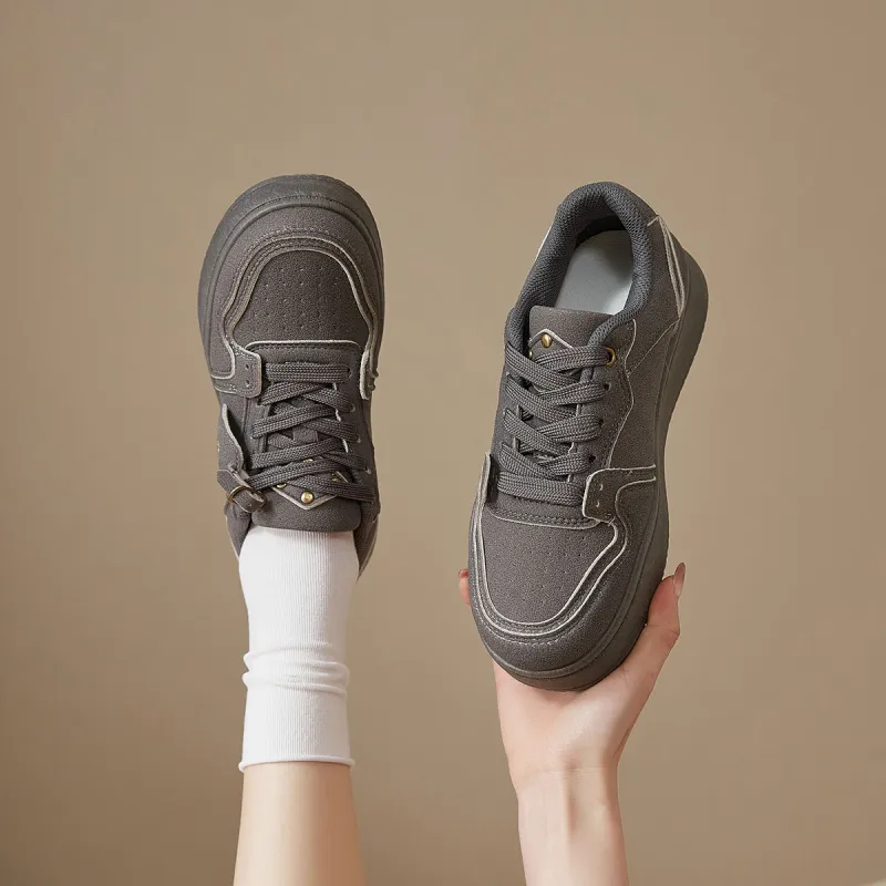Komanic Niche Casual Vintage Low Top Puffy Shoes Women's-6