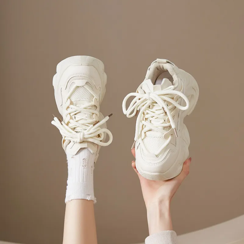 Komanic Height Increasing Abrasion Resistant Lightweight Breathable Slip Resistant Low Top Chunky Sneakers Women's-11