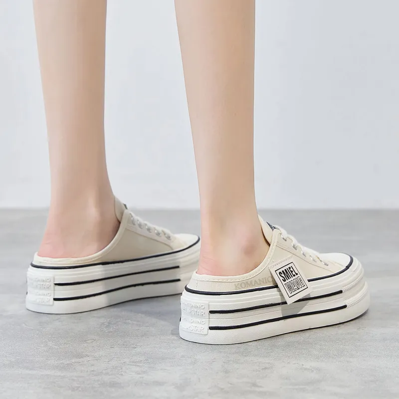 Komanic Coverage Lightweight Height Increasing Low Top Canvas Shoes Women's-26