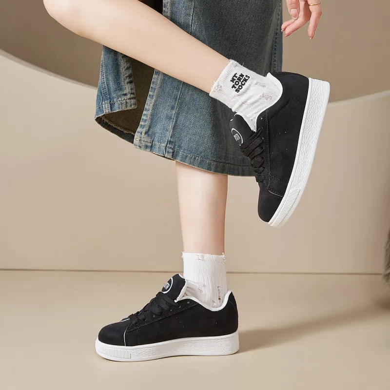 Komanic Couple's Hong Kong Chic Women's Lightweight, Breathable, And Slip Resistant Low Top Puffy Shoes Women's Black-4