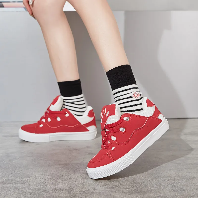 Komanic Niche Versatile Puffy Shoes Non slip Lightweight Low Top Casual Skateboard Shoes Women's-23