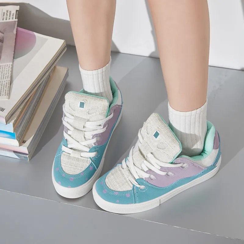 Komanic Niche Versatile Puffy Shoes Non slip Lightweight Low Top Casual Skateboard Shoes Women's-36