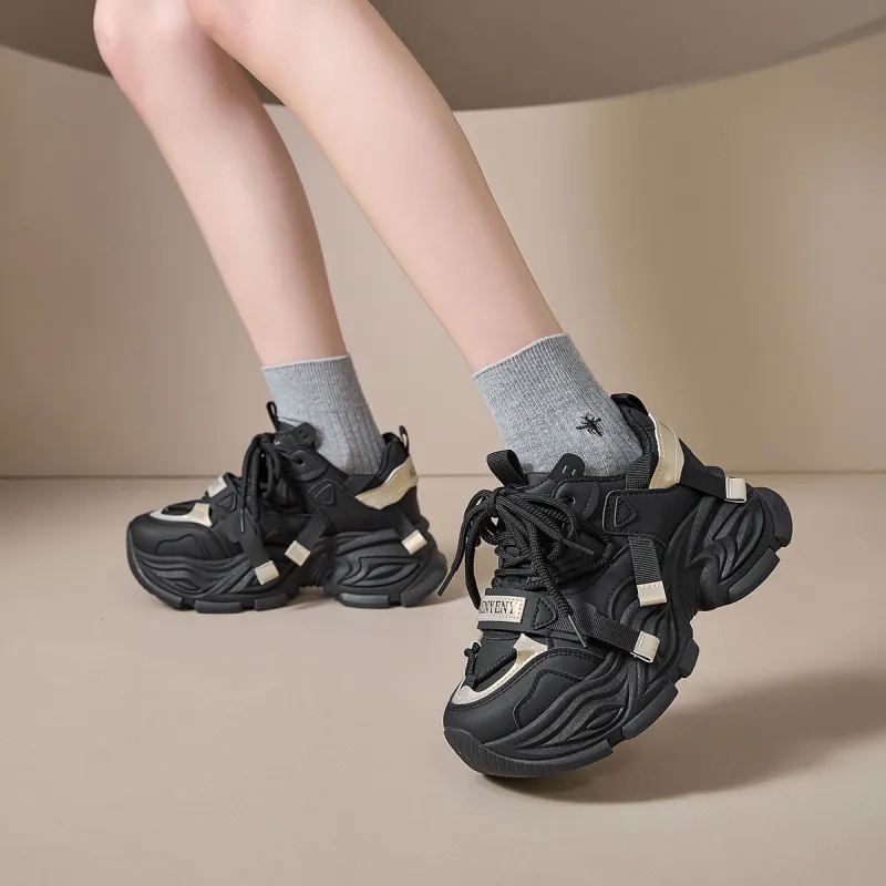 Komanic Anti Slip And Wear Resistant Height Increasing Low Top Chunky Sneakers Women's-5
