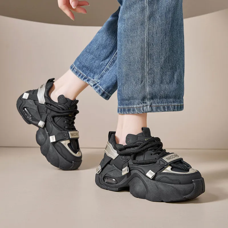 Komanic Slip Resistant, Abrasion Resistant, Breathable, Height Increasing Low Top Chunky Sneakers Women's-17