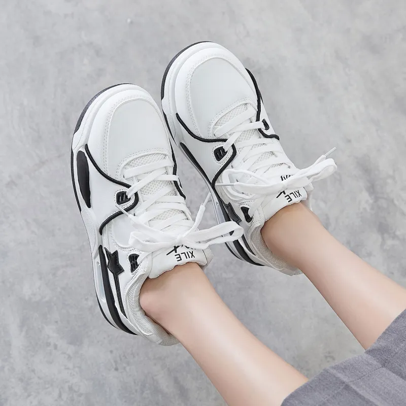 Komanic White Sneakers Wear resistant And Lightweight Low Top Skateboard Shoes Women's-16