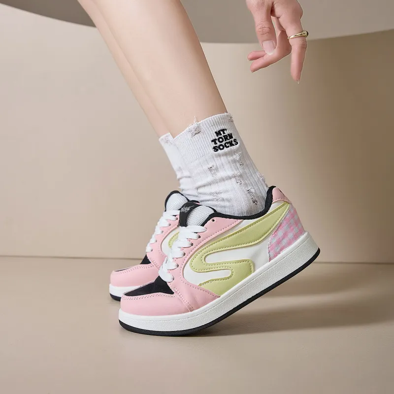 Komanic Height Increasing Balance Support Abrasion Resistant Lightweight Breathable Low Top Skateboard Shoes Women's-7