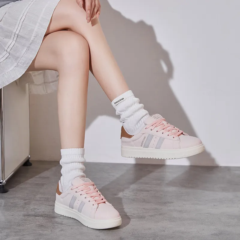 Komanic Lucky Stripes Versatile Platform Sports Casual Shoes Lightweight Low Top Skateboard Shoes Women's Pink-2