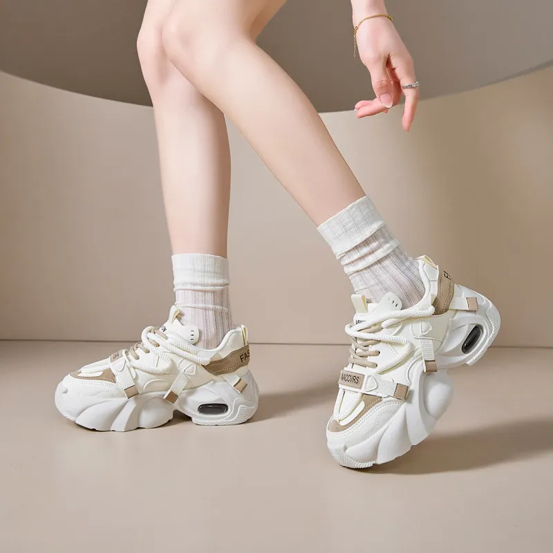 Komanic Slip Resistant, Abrasion Resistant, Breathable, Height Increasing Low Top Chunky Sneakers Women's-1