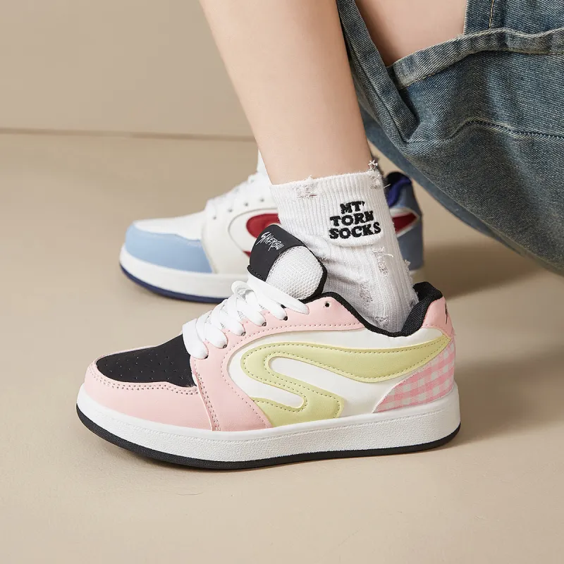 Komanic Height Increasing Balance Support Abrasion Resistant Lightweight Breathable Low Top Skateboard Shoes Women's-1
