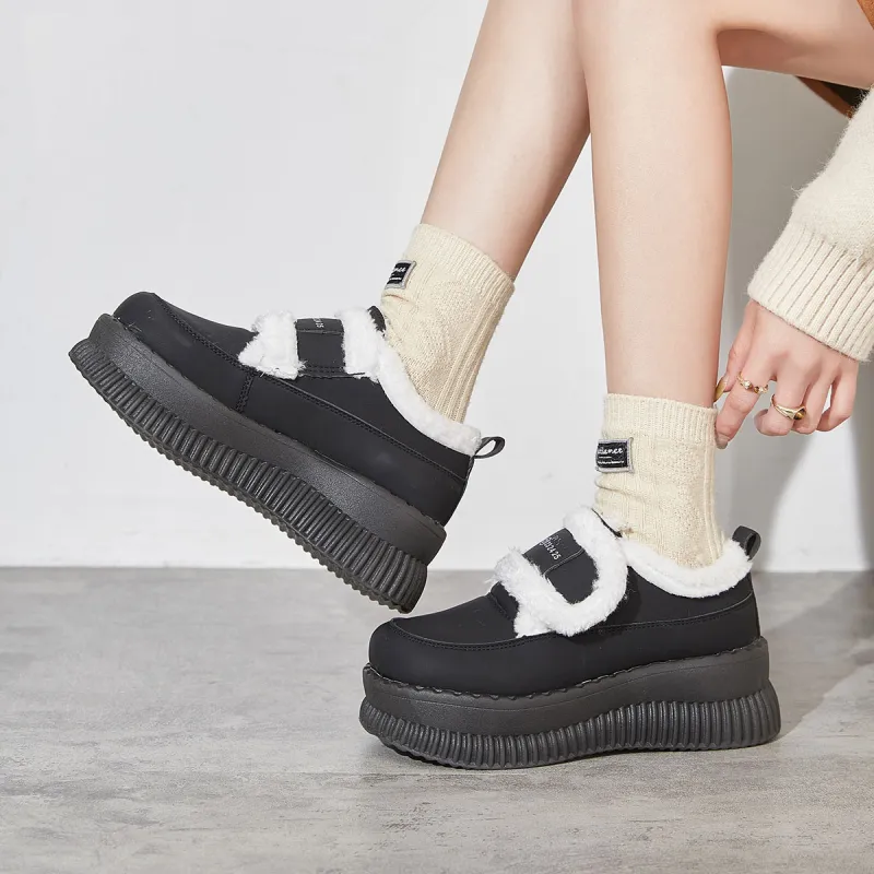 Komanic Bridesmaid Shoes For Weddings Platform Fuzzy Thick Cotton Shoes Women's-4