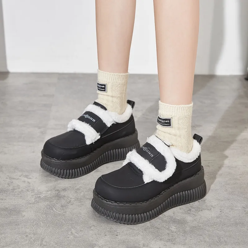 Komanic Bridesmaid Shoes For Weddings Platform Fuzzy Thick Cotton Shoes Women's-3