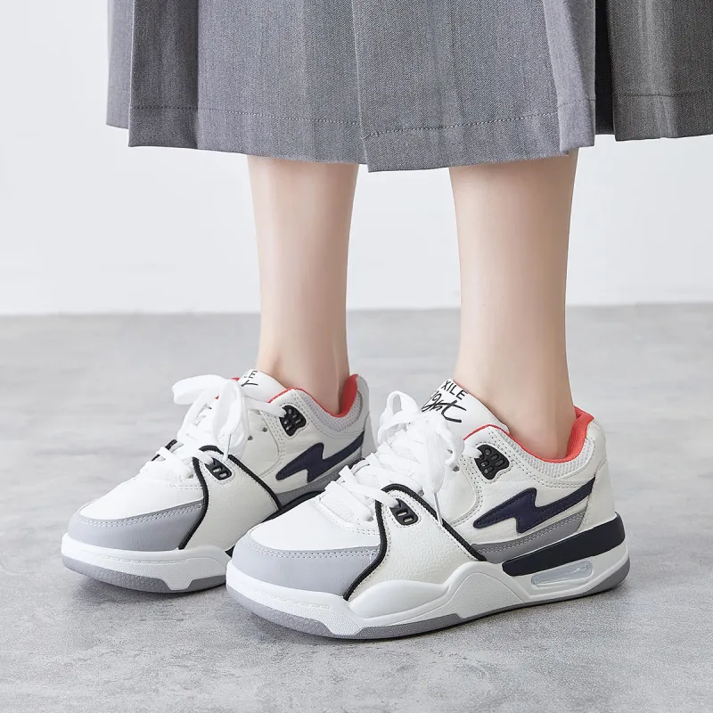 Komanic White Sneakers Wear resistant And Lightweight Low Top Skateboard Shoes Women's-31