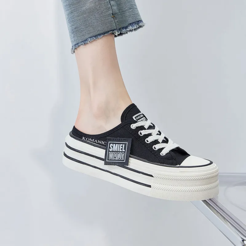 Komanic Coverage Lightweight Height Increasing Low Top Canvas Shoes Women's-20