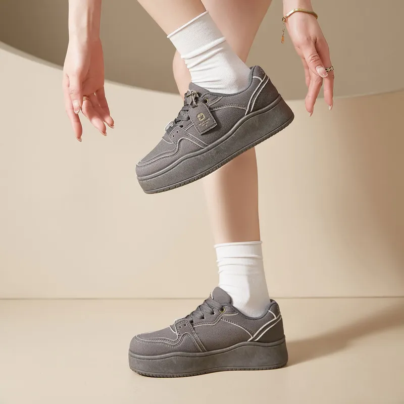 Komanic Niche Casual Vintage Low Top Puffy Shoes Women's-8