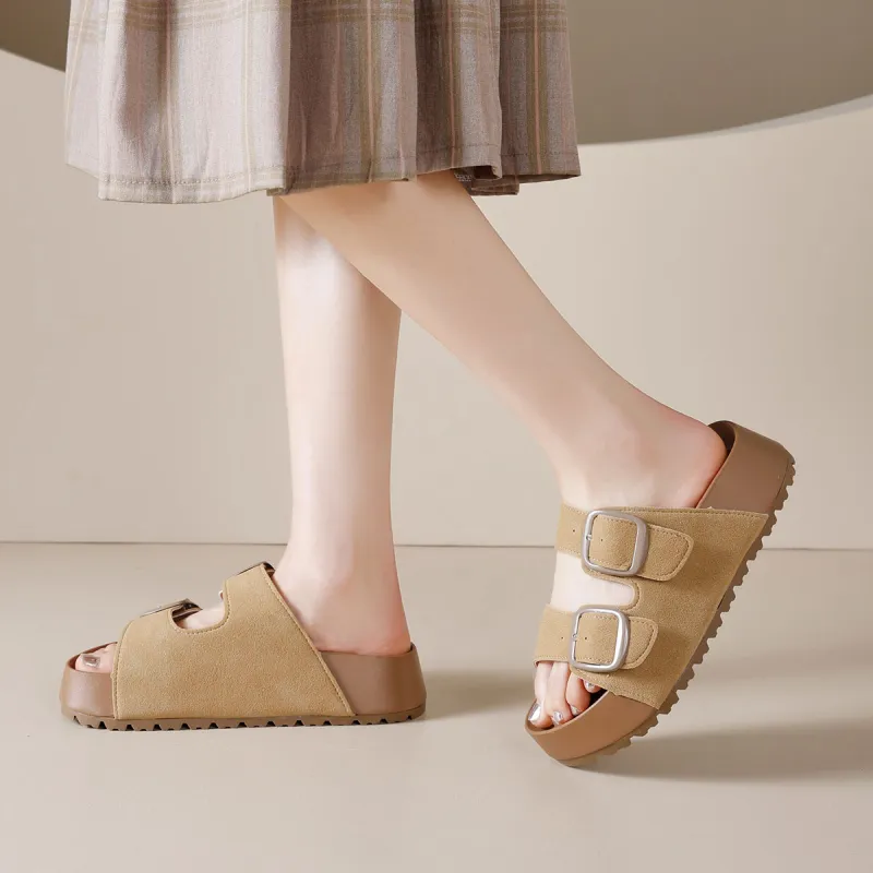 Komanic Rubber Sole Stitching Slip Resistant Abrasion Resistant Cushioning Slide Slippers Women's-10