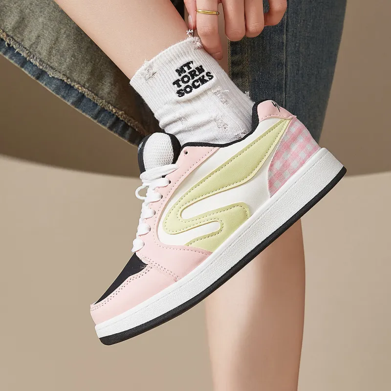 Komanic Height Increasing Balance Support Abrasion Resistant Lightweight Breathable Low Top Skateboard Shoes Women's-2