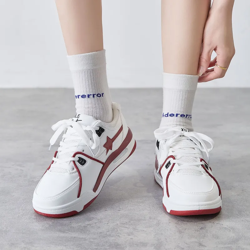Komanic White Sneakers Wear resistant And Lightweight Low Top Skateboard Shoes Women's-4