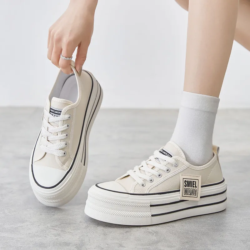 Komanic Coverage Lightweight Height Increasing Low Top Canvas Shoes Women's-14
