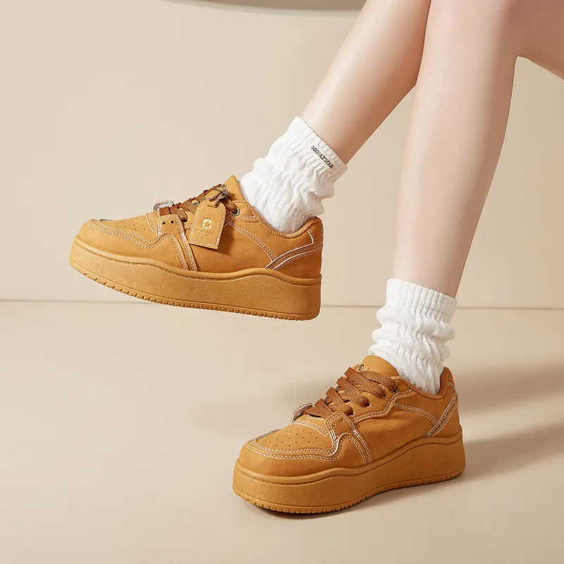 Komanic Niche Casual Vintage Low Top Puffy Shoes Women's-4