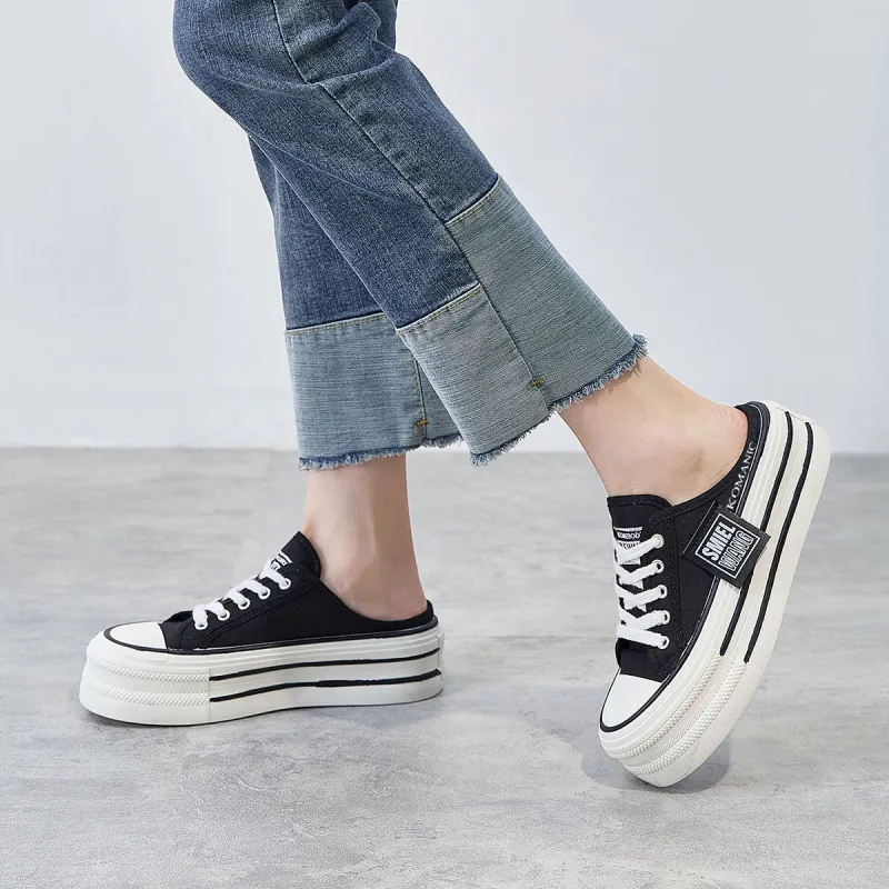 Komanic Coverage Lightweight Height Increasing Low Top Canvas Shoes Women's-19