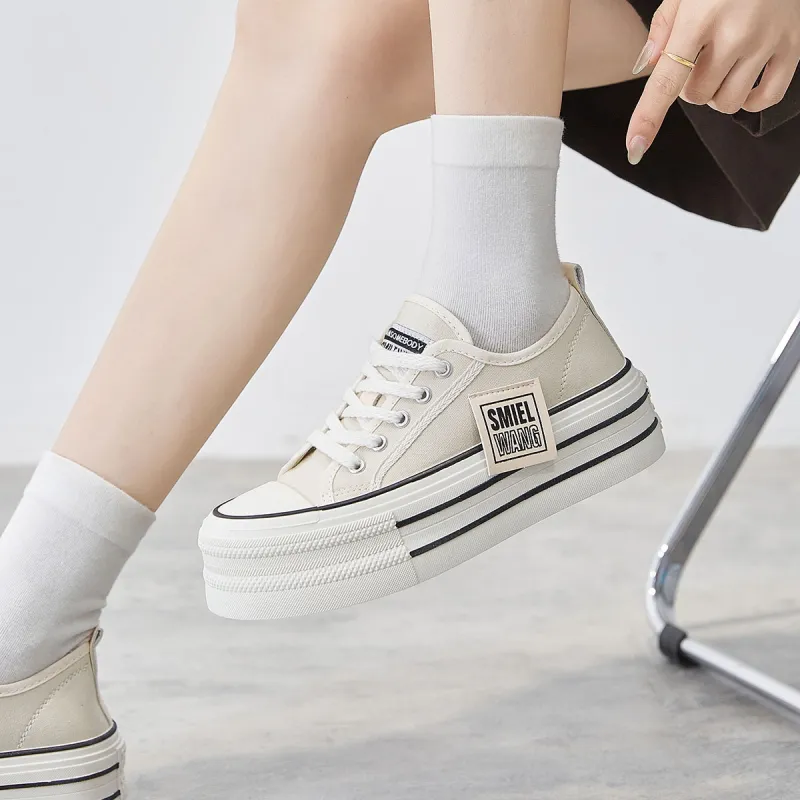 Komanic Coverage Lightweight Height Increasing Low Top Canvas Shoes Women's-15