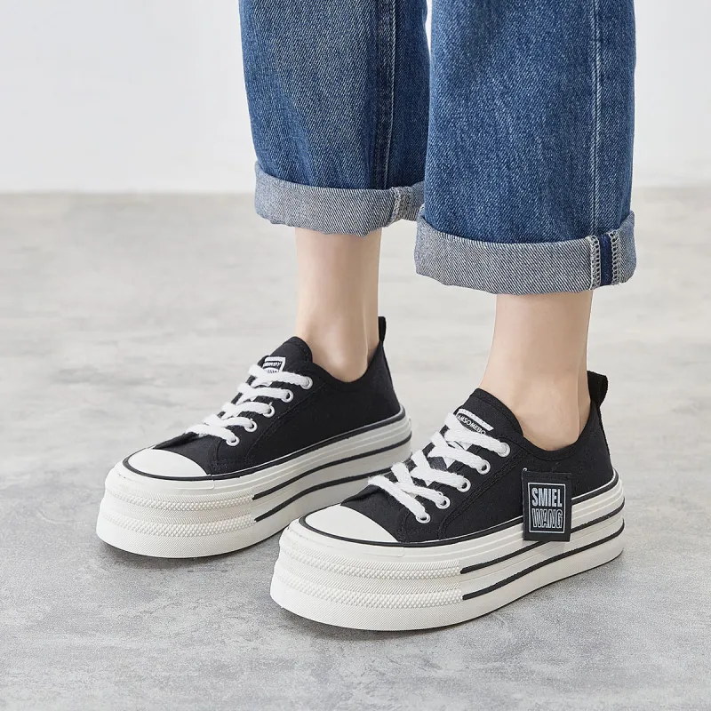 Komanic Coverage Lightweight Height Increasing Low Top Canvas Shoes Women's-4