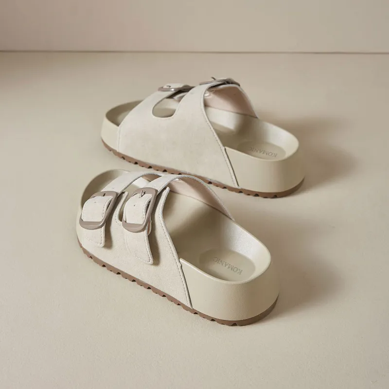Komanic Rubber Sole Stitching Slip Resistant Abrasion Resistant Cushioning Slide Slippers Women's-1