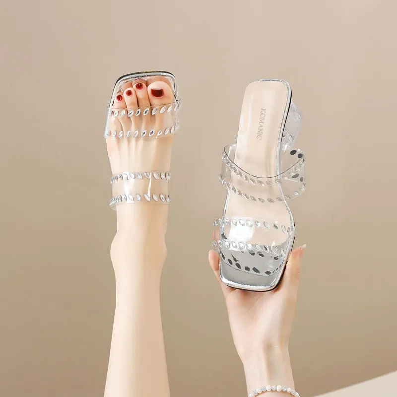 Komanic Slide Slippers Women's Silver-3