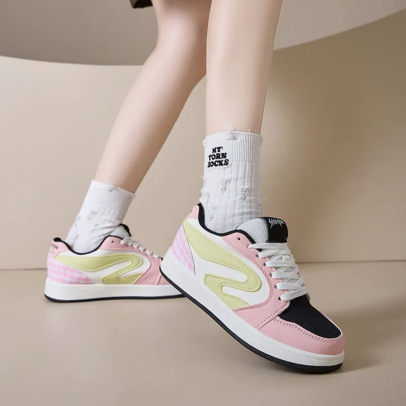 Komanic Height Increasing Balance Support Abrasion Resistant Lightweight Breathable Low Top Skateboard Shoes Women's-6