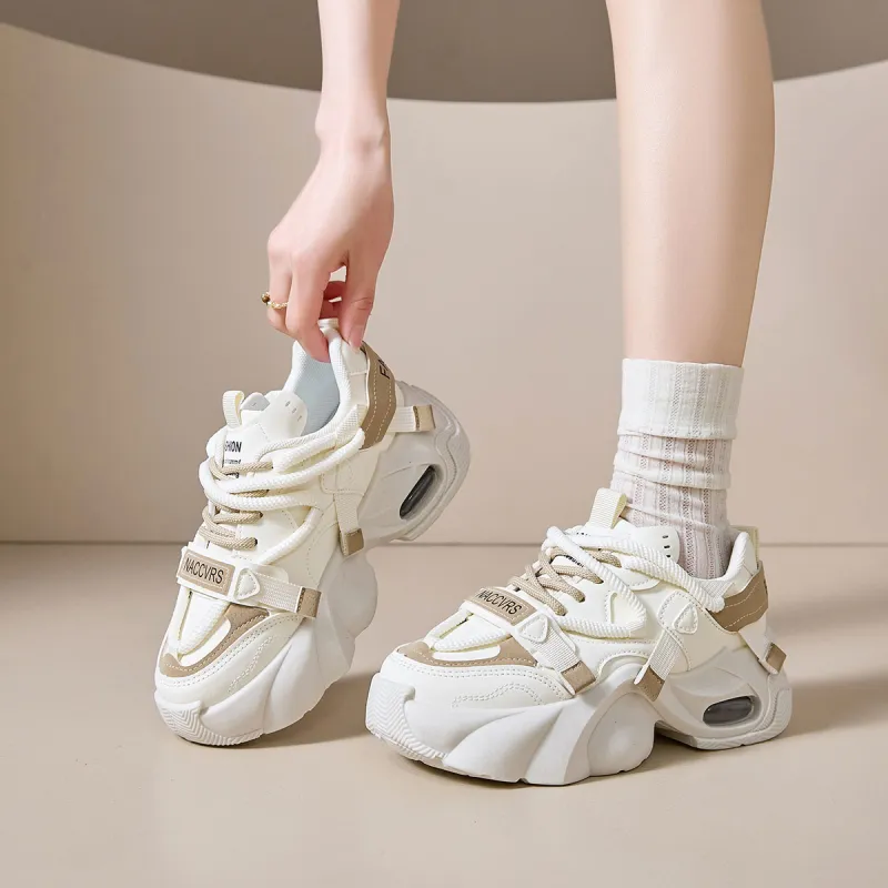 Komanic Slip Resistant, Abrasion Resistant, Breathable, Height Increasing Low Top Chunky Sneakers Women's-3